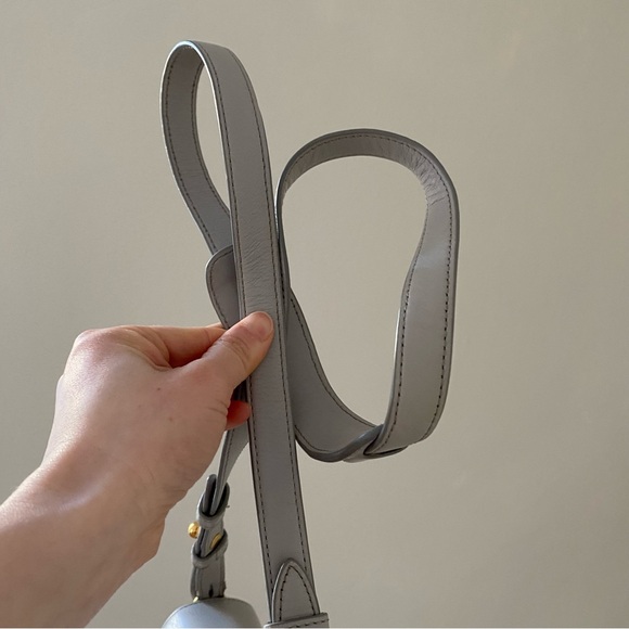 Alexander Wang Grey Calfskin Leather Lia Sling Gold Stud Messenger Crossbody Bag - Picture 7 of 15